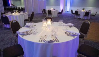 Banquet Round Tables with White Linen